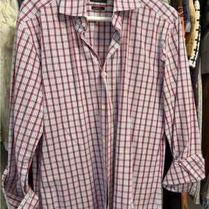 Boss Red & White Plaid Button-Down Shirt